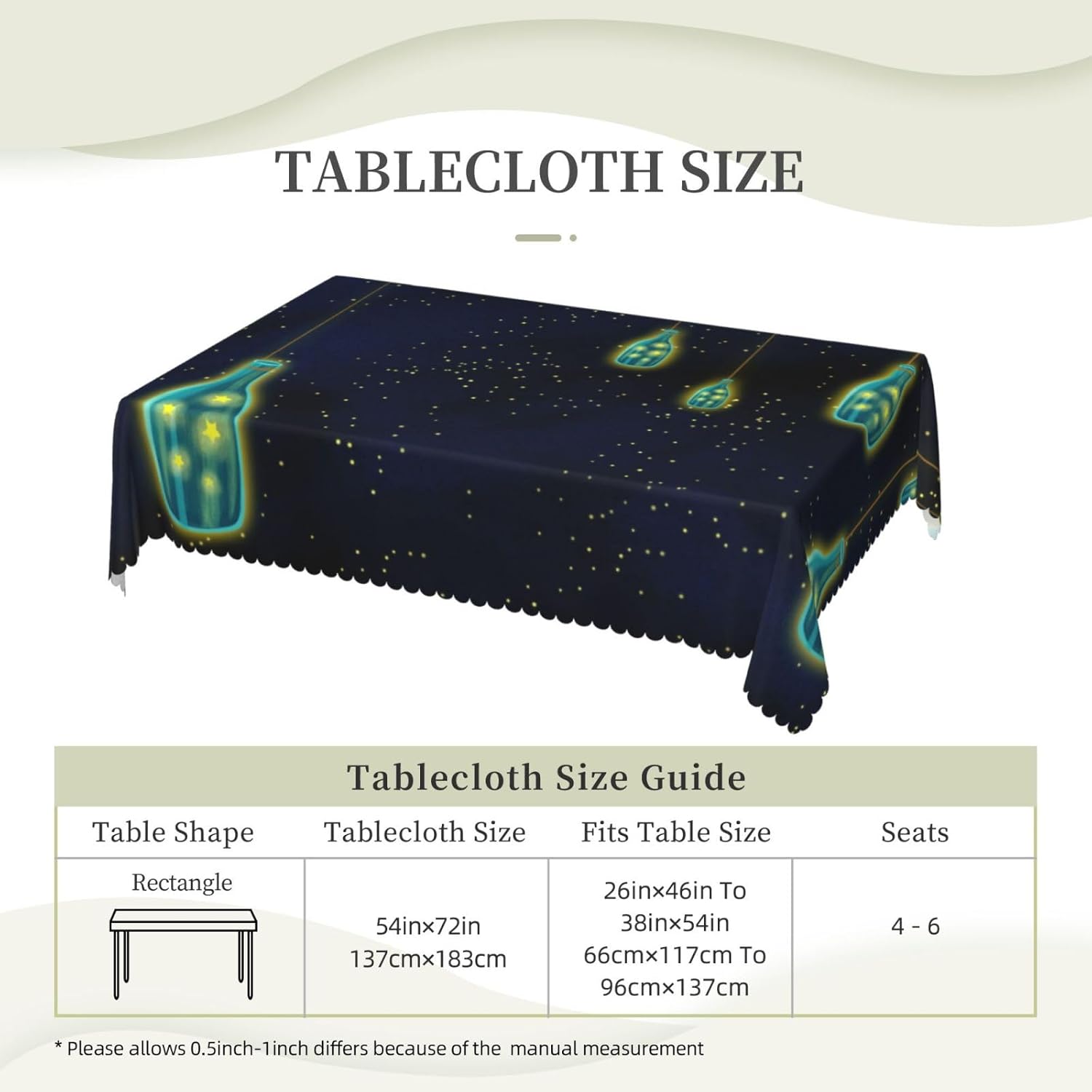 Beautiful Bottle of Under The Night Sky Print Square Tablecloth Decorated Table can able Farmhouse Decor Coffee Table Outdoor, - Image 6