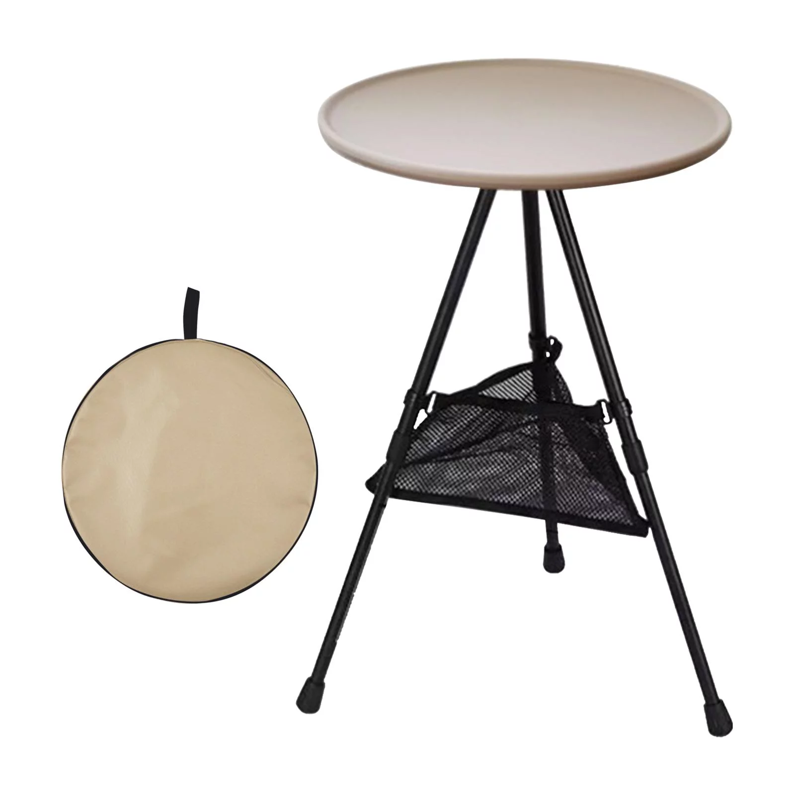 folding desk,Foldable Picnic Table Camping Folding Table,Outdoor Round Table Small Tea Coffee Table,Lightweight Beach Table Patio Dining Side Table,Fishing Tent Garden Table with Mesh Pocket - Image 2