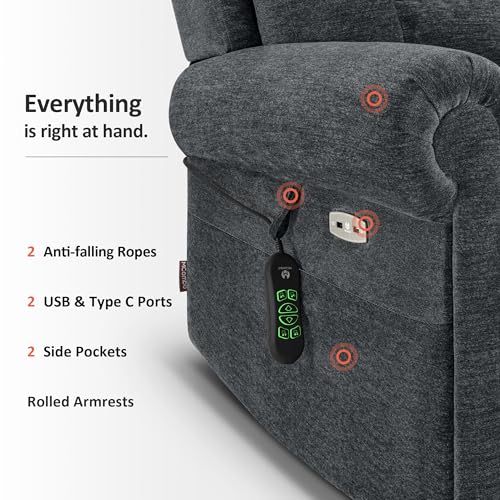 MCombo Triple Motor Power Lift Recliner Chair with Massage and Lumbar&seat Heating, Rolled Arms, Adjustable Headrest for Elderly People, Fabric 7888 (Coffee, Medium) - Image 40