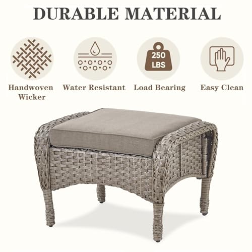 Patio Wicker Chairs Swivel Rocker – Outdoor Swivel Rocking Chairs Set of 2 with Rattan Side Table, Patio Swivel Glider Chair 3 Piece Patio Furniture Sets for Deck Porch Pool Brown/Blue - Image 21