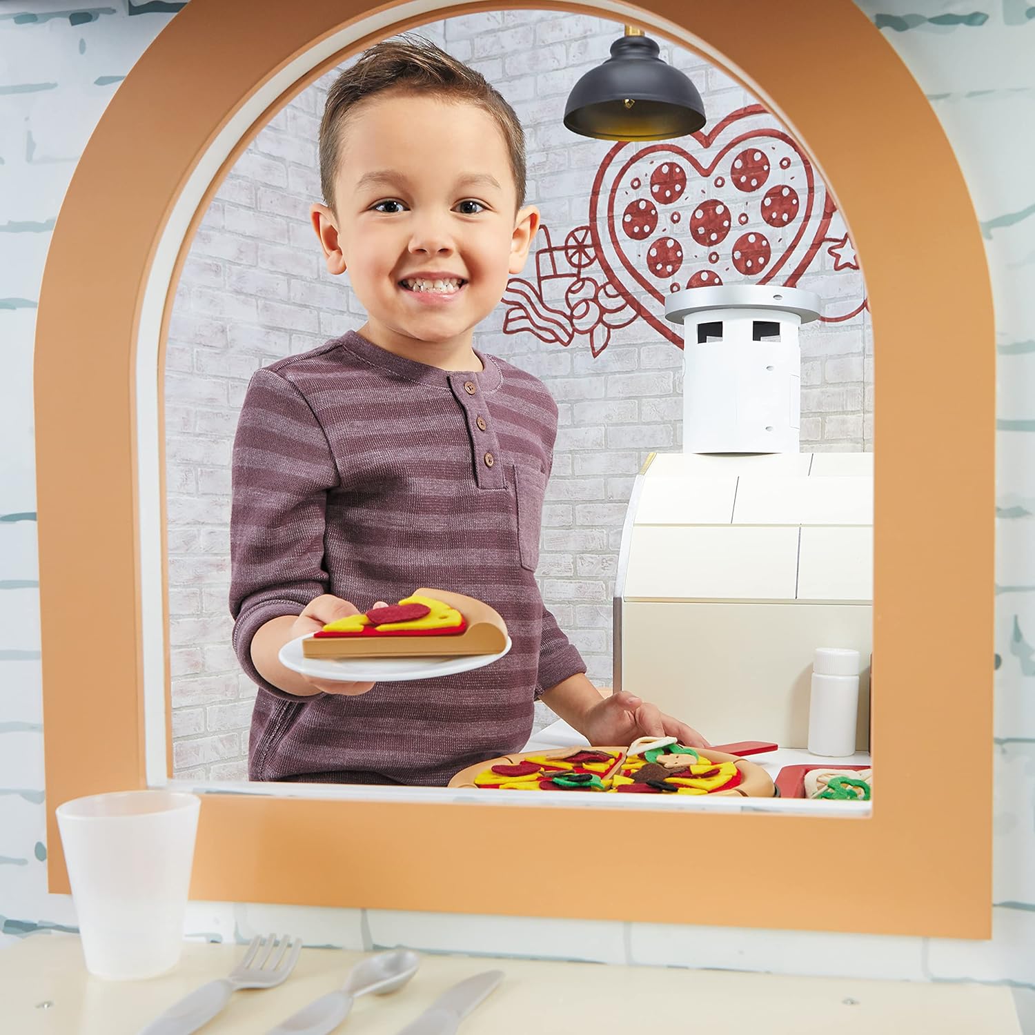 Toys AND Games Little Tikes Real Wood Pizza Restaurant Wooden Play Kitchen Cook and Serve with Realistic Lights Sounds and Dual-Sided Play, 20+ Accessories Set, Gift for Kids, Large Toy for Girls & Boys Ages 3+ - Image 5