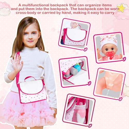 Baby Doll Toys Set, 14 Doll Toys, 25Pcs Dolls Care Toy Playset, Toddlers Toy Doll Set Incl Cradle Crib, High Chair, Milk Bottle, Pacifier, Diaper, Baby Gift for Age 3 4 5 6+ Years Old Girls Boys - Image 8