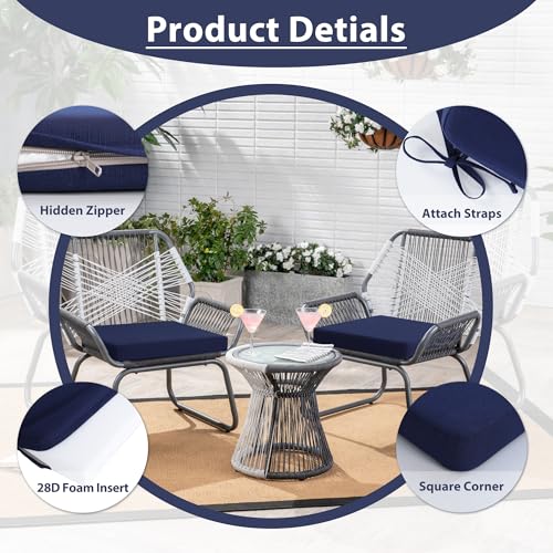 Favoyard Outdoor Chair Cushion Set of 4 Rainproof & Color Fade Resistant 19 x 19 x 2 in Square Corner Patio Furniture Cushions with Waterproof Hidden Zipper Attach Ties for Dining Table Chairs Seats - Image 27