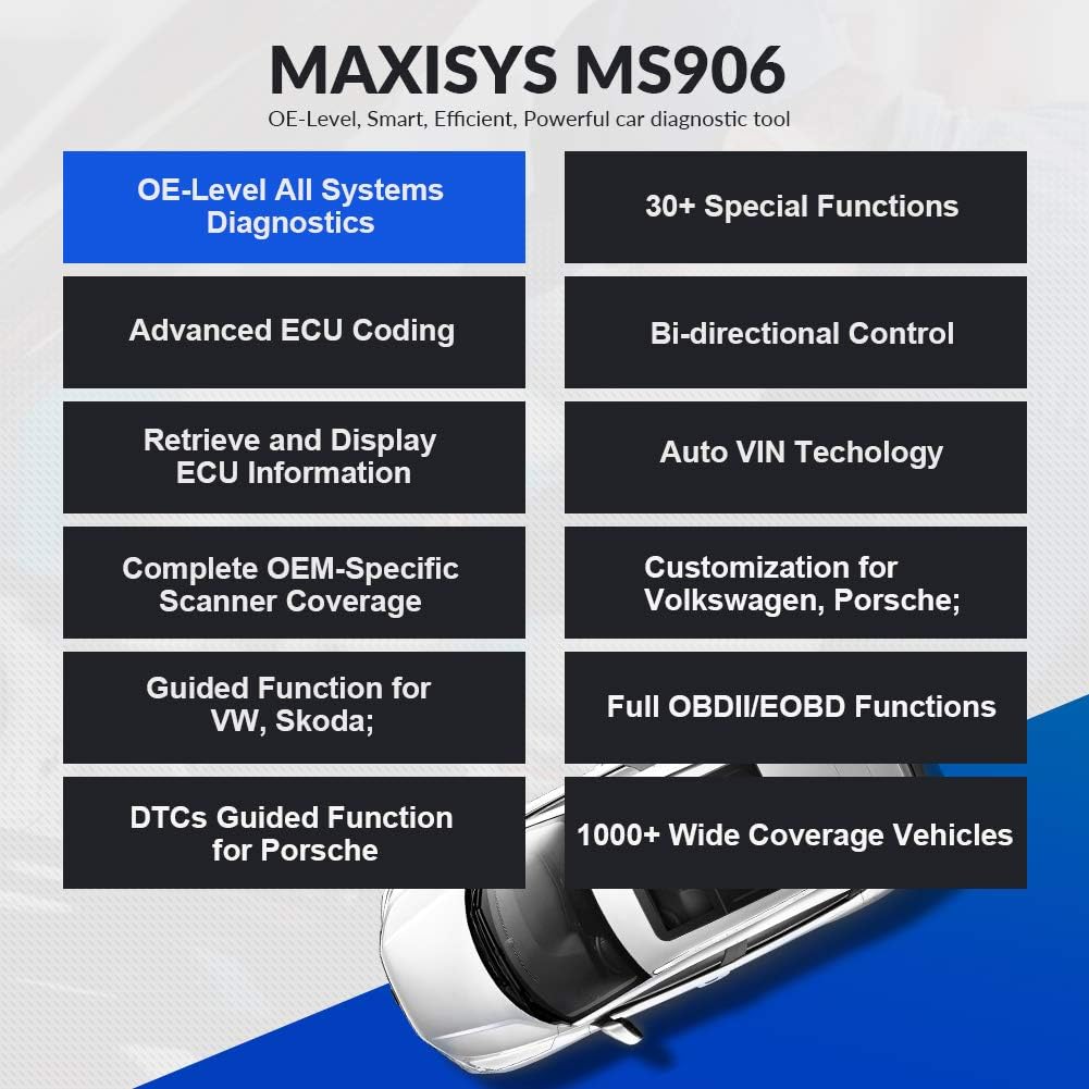 Autel Scanner MaxiSys MS906, 2022 Newest Automotive Scan Tool, Updated of MS906BT/MK906BT/MS906TS/MS908, ECU Coding, Bi-Directional Control, 31+ Services, All Systems Diagnostics - Image 2