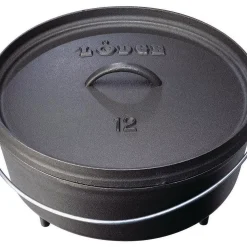 Lodge Cast Iron 12 / 6 Quart Seasoned Cast Iron Camp Dutch Oven