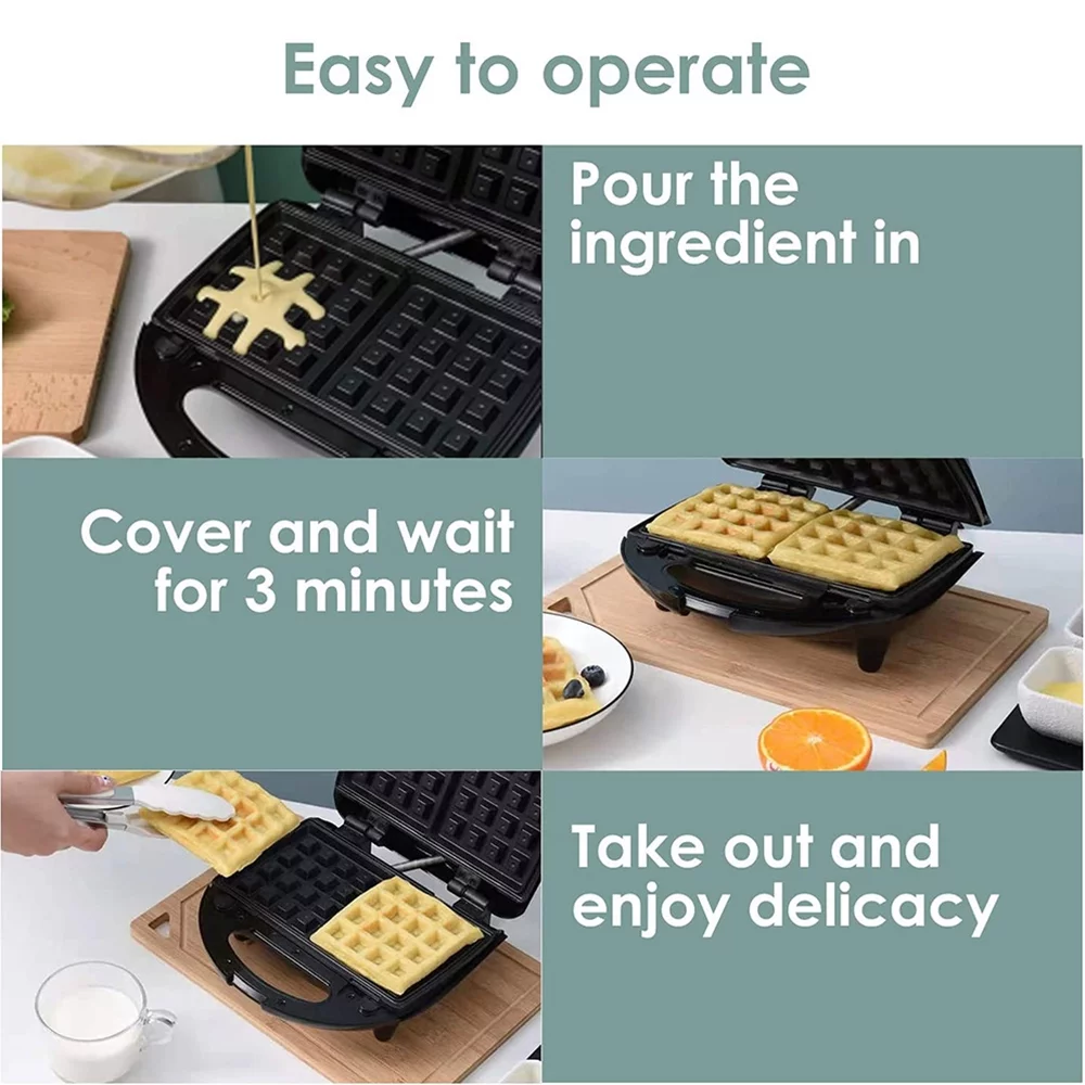 Shinysix Breakfast Maker Stainless Steel Electric Bread Machine for Multifunctional Waffle Heating Panini Steak Pan - Image 5