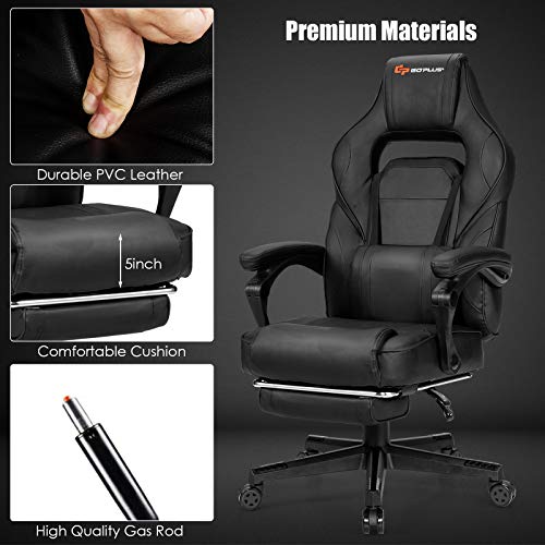 Goplus Massage Gaming Chair, Reclining Backrest, Seat Height Adjustment Racing Computer Office Chair with Footrest, Ergonomic High Back PU Swivel Game Chair (White) - Image 7
