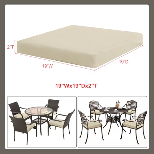 Favoyard Outdoor Chair Cushion Set of 4 Rainproof & Color Fade Resistant 19 x 19 x 2 in Square Corner Patio Furniture Cushions with Waterproof Hidden Zipper Attach Ties for Dining Table Chairs Seats - Image 21