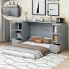 Twin Size Murphy Beds with Charging Station and Storage Drawers, Wood Cabinet Bed Frame, Wall Bed with Outlet & USB Ports for Home Office Studio, White