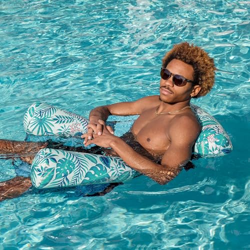 Sloosh Pool Floats Chairs Adult,Inflatable Pool Lounge,Plant Pattern Floating Mat Hammock,Blow up Water Chairs Noodles rafts for Party Summer Water Beach Fun - Image 11