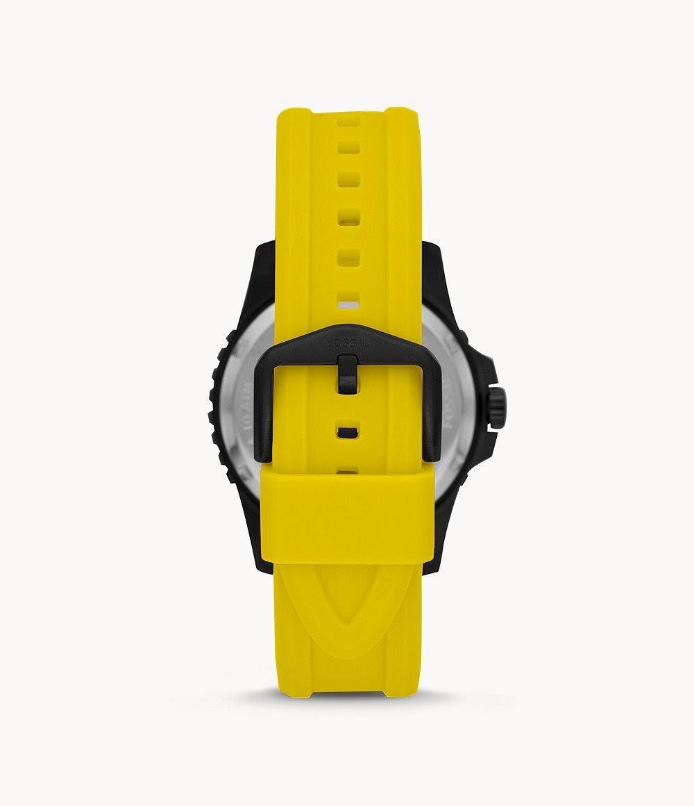 Fossil Mens FB01 ThreeHand Date Yellow Silicone Watch Yellow - Image 5