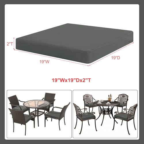 Favoyard Outdoor Chair Cushion Set of 4 Rainproof & Color Fade Resistant 19 x 19 x 2 in Square Corner Patio Furniture Cushions with Waterproof Hidden Zipper Attach Ties for Dining Table Chairs Seats - Image 11