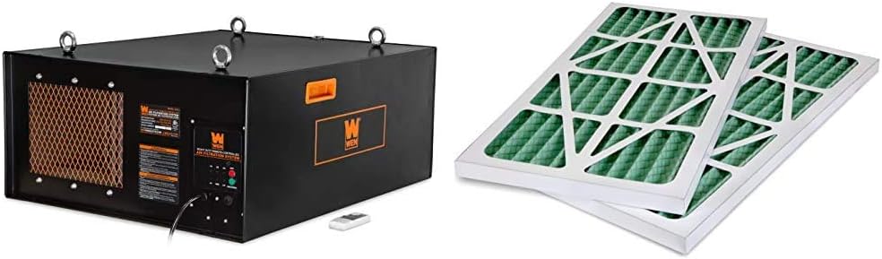 WEN 3410 3-Speed Remote-Controlled Air Filtration System (300/350/400 CFM) & FULTON 4 x 20′ Ultra Flex Clear-Vue Heavy Duty PVC Hose – MADE IN USA! - Image 2