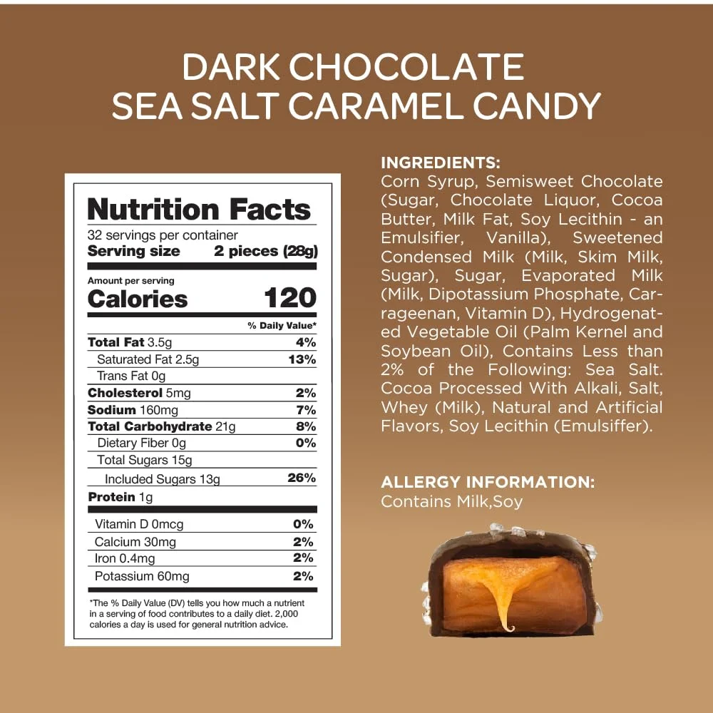 Funtasty Dark Chocolate Sea Salt Caramel Squares Candy, 2-Pound Pack - Image 6
