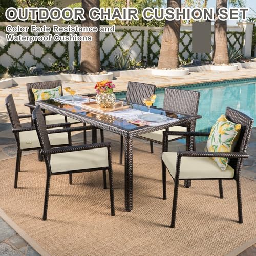Favoyard Outdoor Chair Cushion Set of 4 Rainproof & Color Fade Resistant 19 x 19 x 2 in Square Corner Patio Furniture Cushions with Waterproof Hidden Zipper Attach Ties for Dining Table Chairs Seats - Image 16