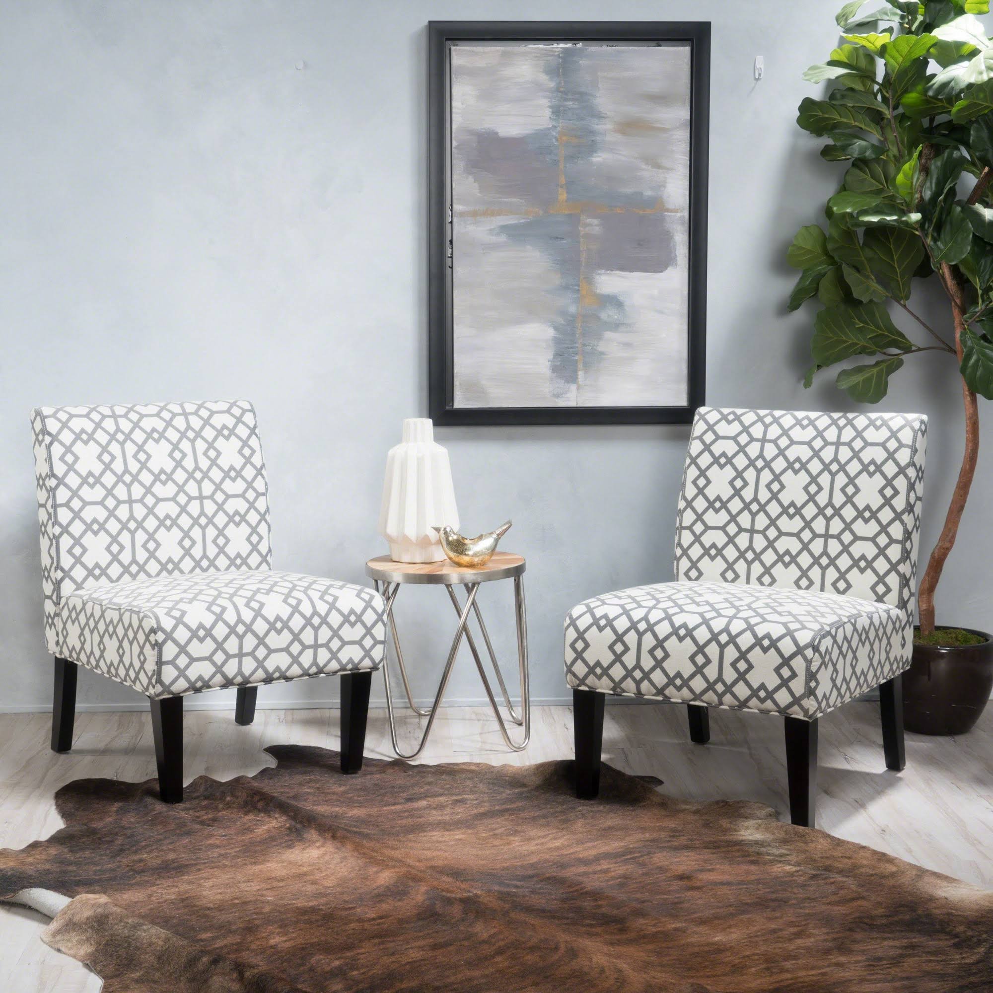 Set of 2 Kassi Accent Chair Geometric Patterned Gray – Christopher Knight Home - Image 2