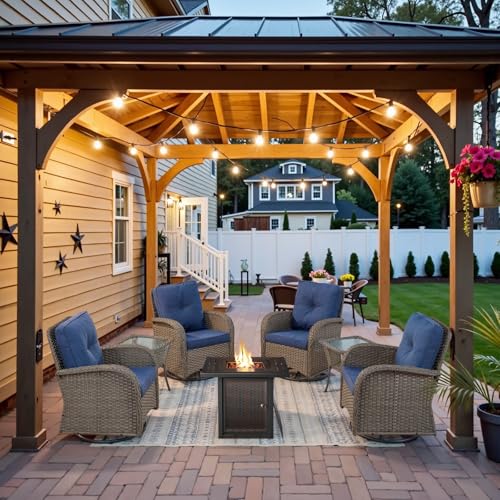 Patio Wicker Chairs Swivel Rocker – Outdoor Swivel Rocking Chairs Set of 2 with Rattan Side Table, Patio Swivel Glider Chair 3 Piece Patio Furniture Sets for Deck Porch Pool Brown/Blue - Image 227