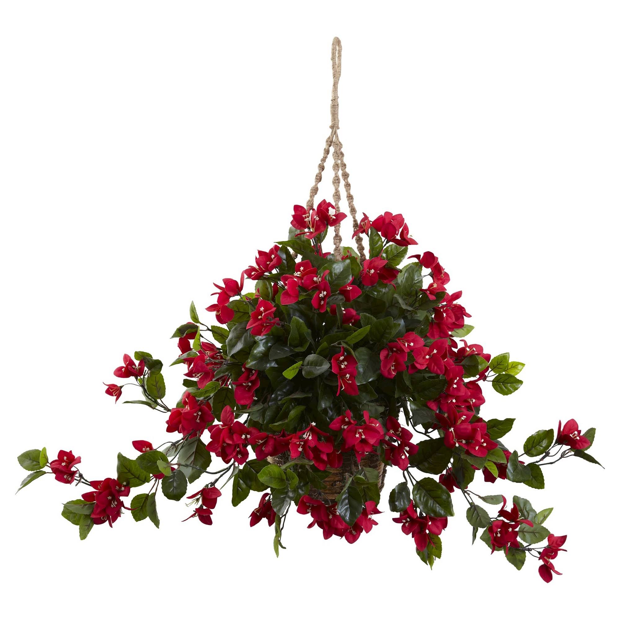 Nearly Natural Bougainvillea Hanging Basket UV Resistant (Indoor/Outdoor) Red