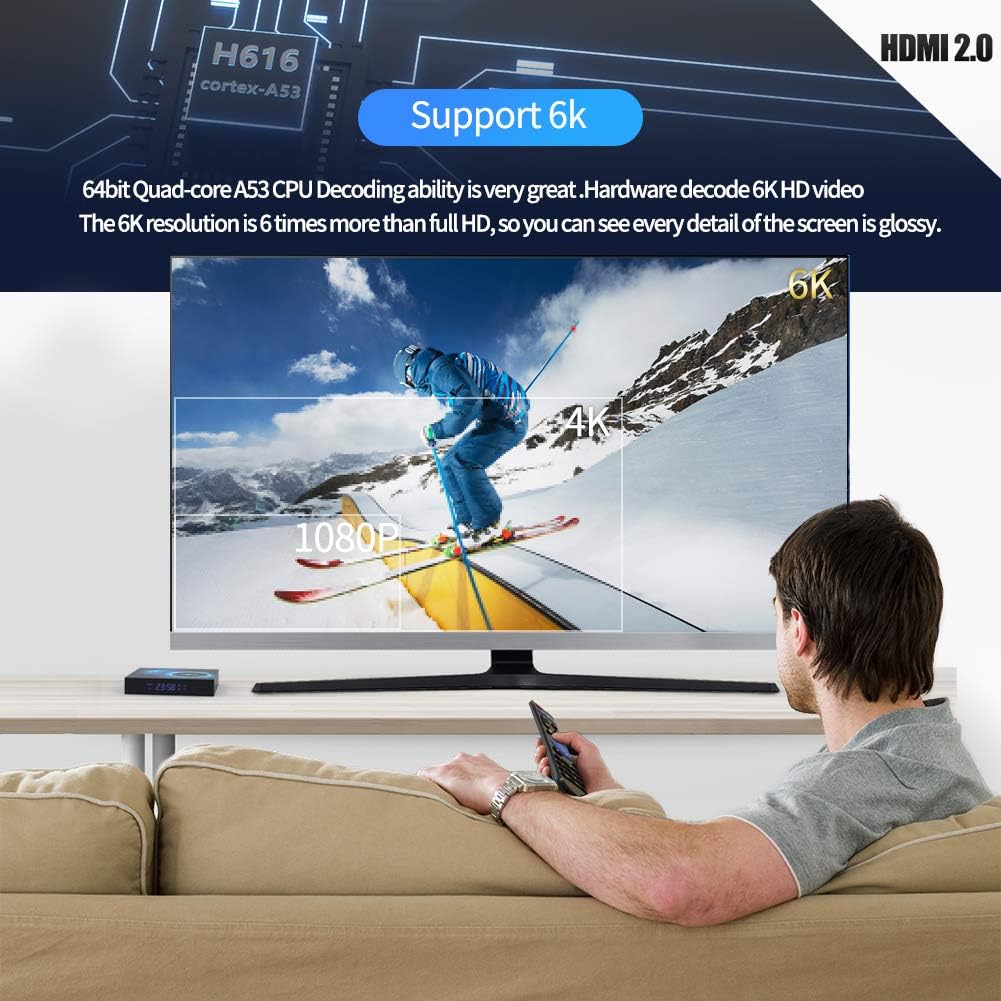 Android 10.0 TV Box, T95 4GB RAM 64 ROM Allwinner H616 Quad-Core 64-bit ARM Cortex-A53 Android Box with 2.4G/5G Dual WiFi 10/100M Ethernet, Support H.265/3D/6K Ultra HD/BT 5.0/HDMI 2.0 Smart TV Box - Image 4