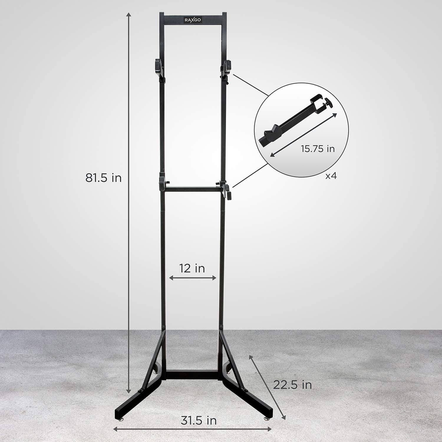 RaxGo Bike Storage Rack, 2 Bicycle Garage Stand, Adjustable, Freestanding, Adjustable Hooks Universal for Indoor Use - Image 5