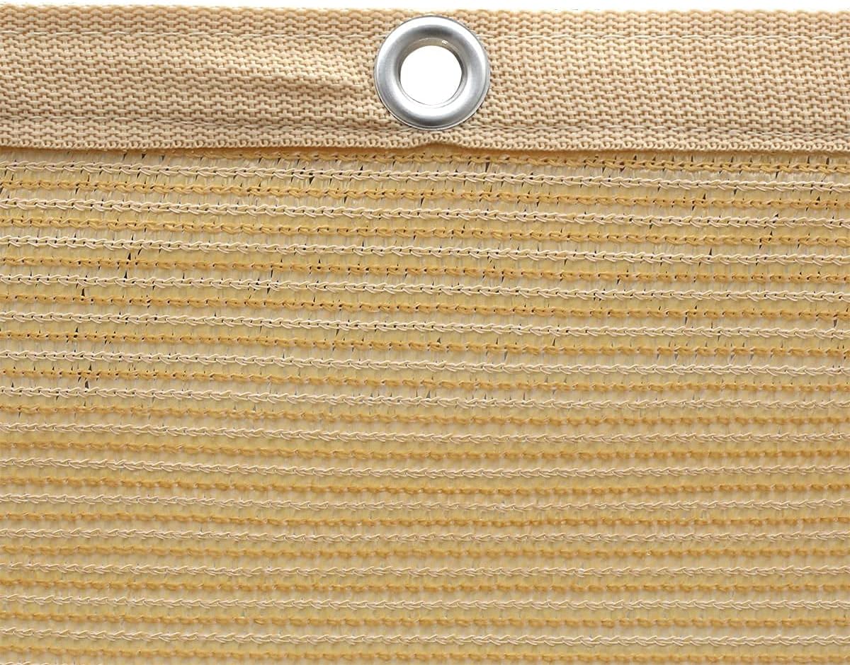 Shatex 90% Shade Fabric Sun Shade Cloth Taped Edge with Grommets Sun-Block Mesh Shade for Pergola Cover Canopy 12?? x 20??, Wheat, 12 Bungee Balls - Image 2