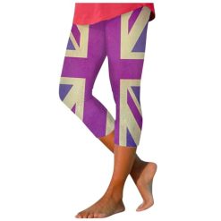 Women Casual Cropped Pants Yoga High Waist Leggings Summer Beach Pants Casual Workout Stretch Womens Duds Medium