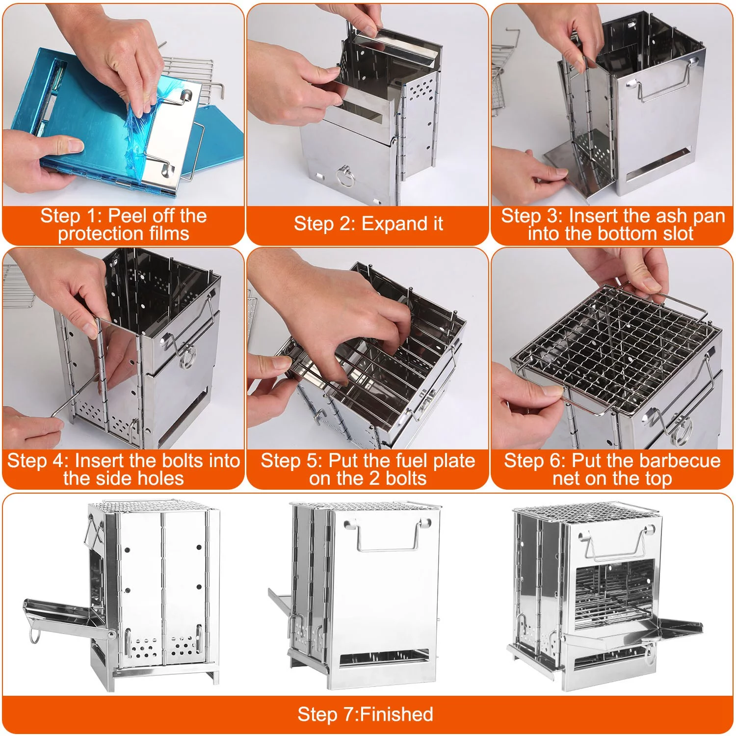 Folding Wood Burning Camp Stove, iMounTEK Small Portable Stainless Steel Backpacking Stove Outdoor Cooking Tents Heating Hiking Survival, Mini BBQ Stove with Carry Bag - Image 3