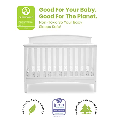 Delta Children Archer Solid Panel 4-in-1 Convertible Baby Crib – Greenguard Gold Certified, Bianca White - Image 3