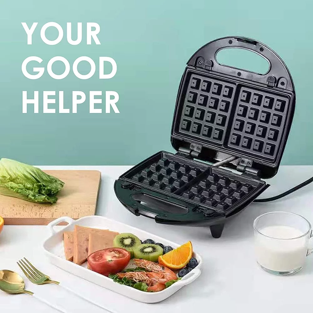 Shinysix Breakfast Maker Stainless Steel Electric Bread Machine for Multifunctional Waffle Heating Panini Steak Pan - Image 3