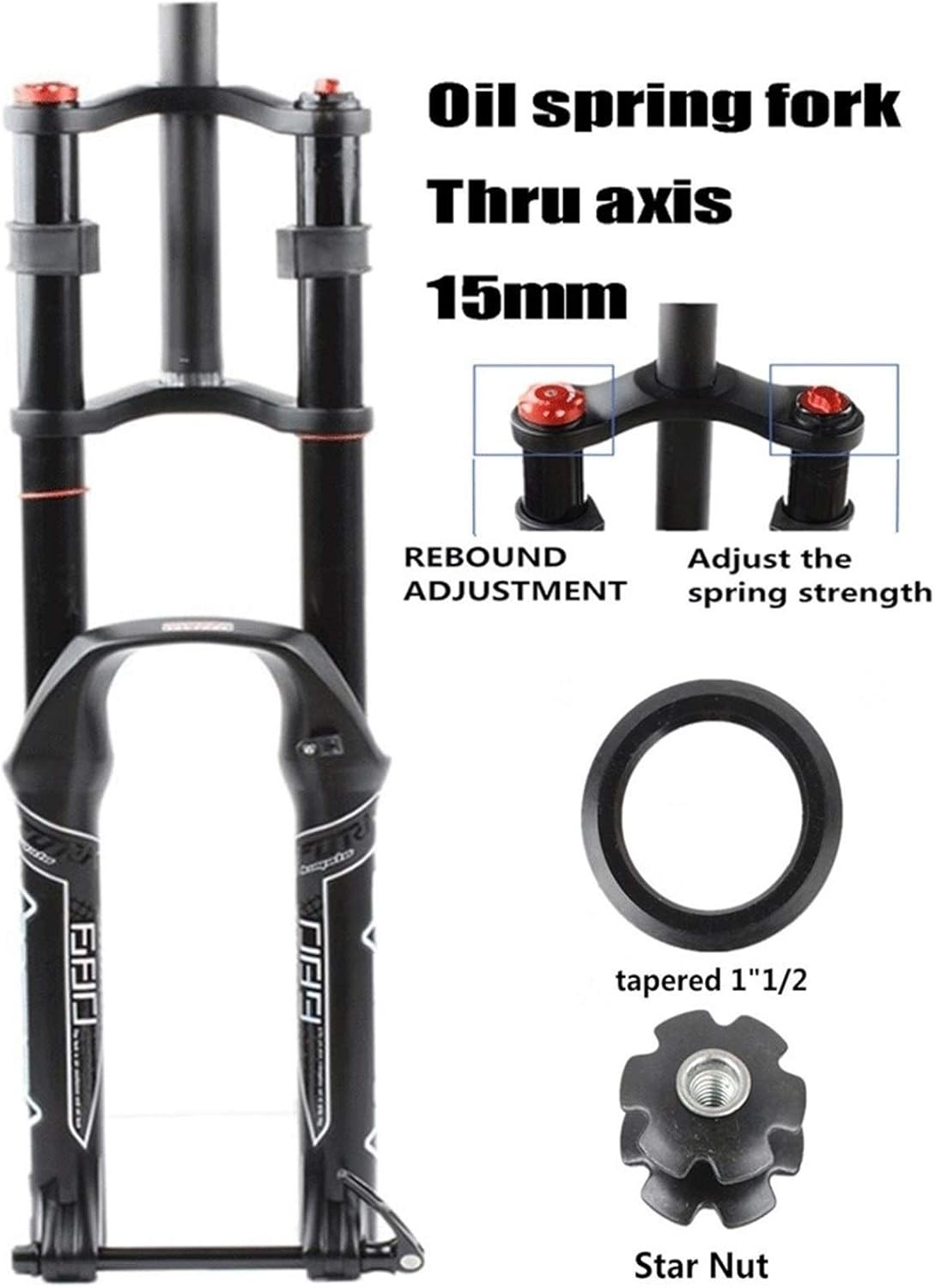 ZHUOYA Bicycle Suspension Fork 26/27.5/29 Hydraulic Double Shoulder Disc Brake Magnesium Alloy Rappelling Damping/AM/FR Travel 130mm (A Black) - Image 2