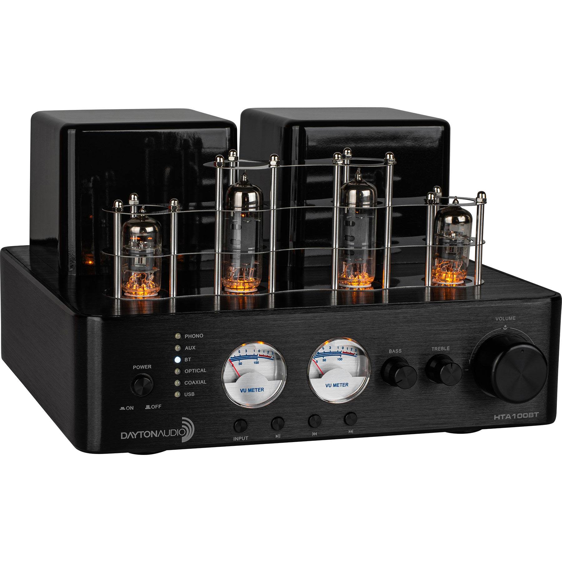 Dayton Audio HTA100BT Hybrid Stereo Tube Amplifier with Bluetooth USB AUX Phono in SUB Out 100W 2024 Best Sellers
