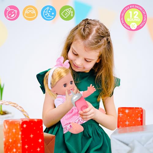 Baby Doll Toys Set, 14 Doll Toys, 25Pcs Dolls Care Toy Playset, Toddlers Toy Doll Set Incl Cradle Crib, High Chair, Milk Bottle, Pacifier, Diaper, Baby Gift for Age 3 4 5 6+ Years Old Girls Boys - Image 29