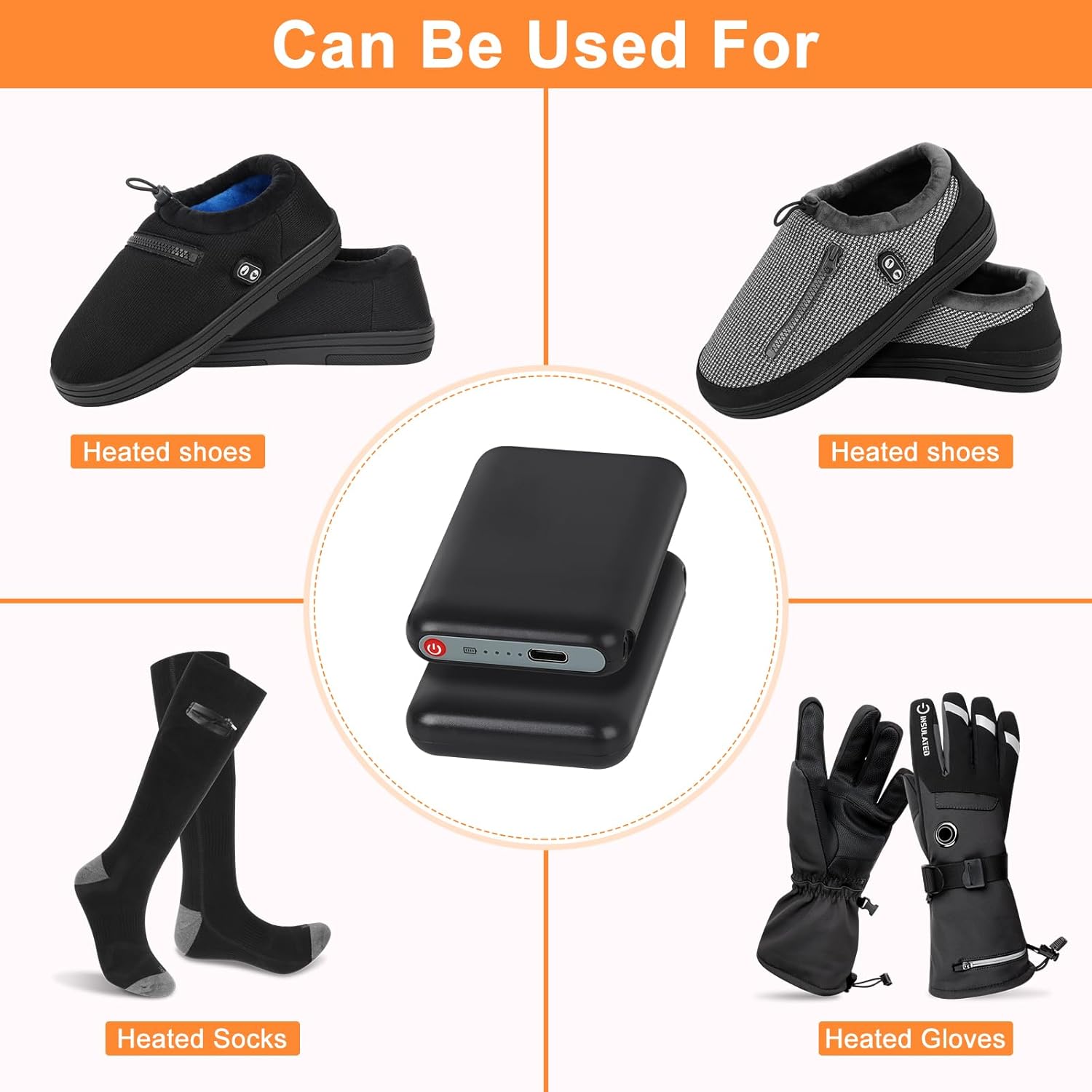 Amiable Upgraded 5V 5000mAh Li-Polymer Rechargeable Batteries, Suitable for Heated Gloves Heated Scarf Heated Socks, Heated Slippers Spare Battery (Black) - Image 5