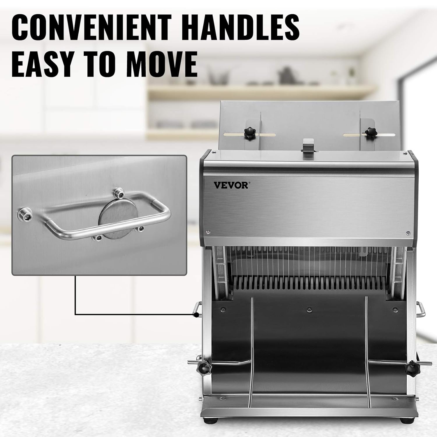 Home AND Kitchen VEVOR Commercial Toast Bread Slicer, 12mm Thickness Electric Bread Cutting Machine, 31PCS Commercial Bakery Bread Slicer, 110V Toast Cutter Cutting Machine, Bread Cutter for Bread Sheet Cutter Cutting - Image 7