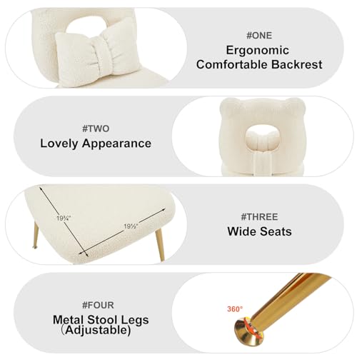 Furnimart Cute Vanity Chair, Bear Shape Makeup Chair with Backrest Pillow, Comfy Accent Chair Desk Chair Teddy fabric with Golden Metal Legs for Living Room/Dressing Room/Home Office Green - Image 7