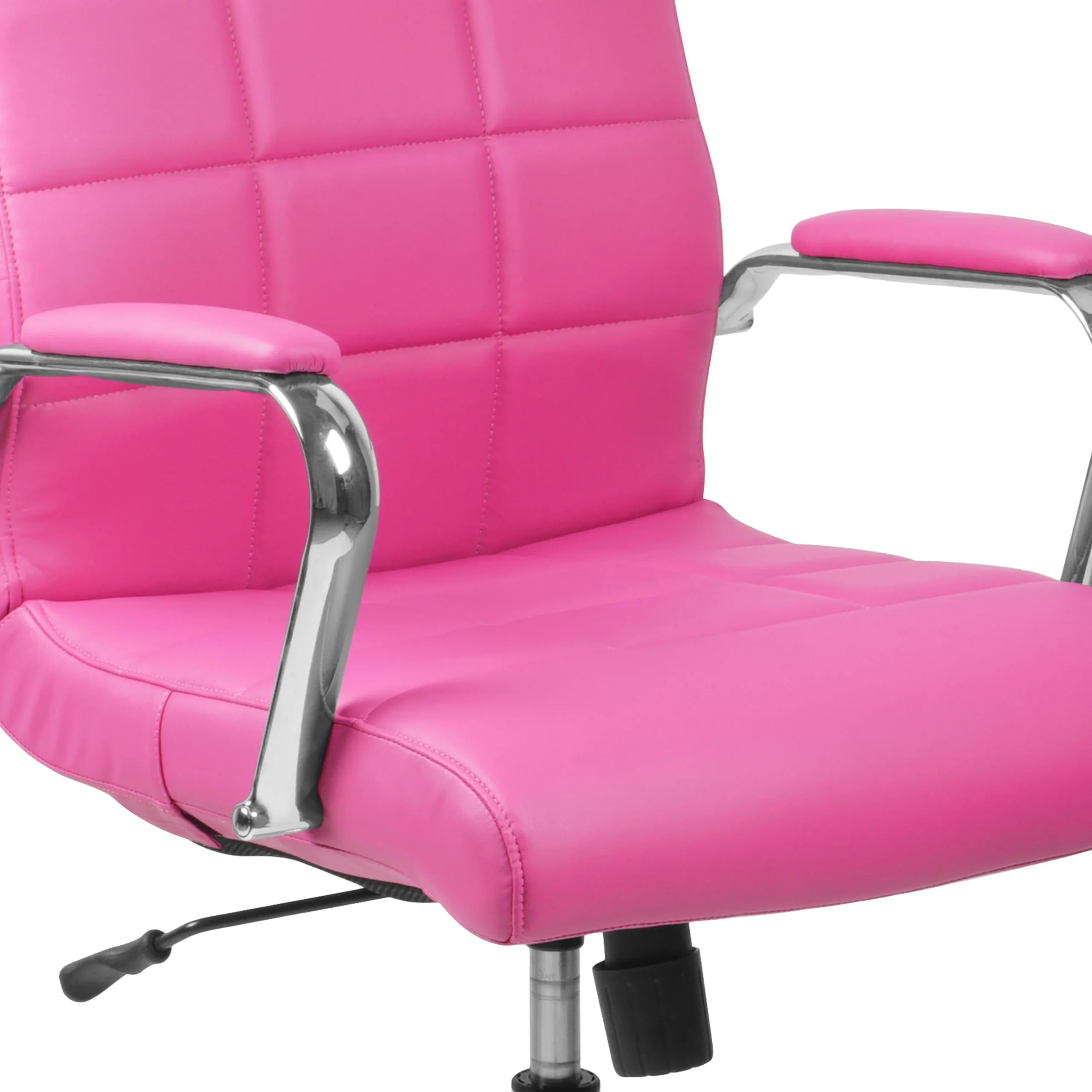 Emma + Oliver Mid-Back Pink Vinyl Executive Swivel Office Chair with Chrome Base and Arms - Image 9
