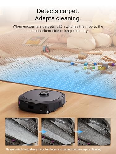 Eureka J15 Pro Ultra Robot Vacuum and Mop with Self Emptying Base, 16,200 Pa Suction, Flex-Arm Design Mop, Auto Mop Hot Water Washing & Hot Air Drying, Anti-Tangle, AI Obstacle Avoidance, Black - Image 15