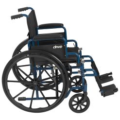 Alternative view of Drive Medical Blue Streak Lightweight Folding Wheelchair with 20 Inch Wide Seat