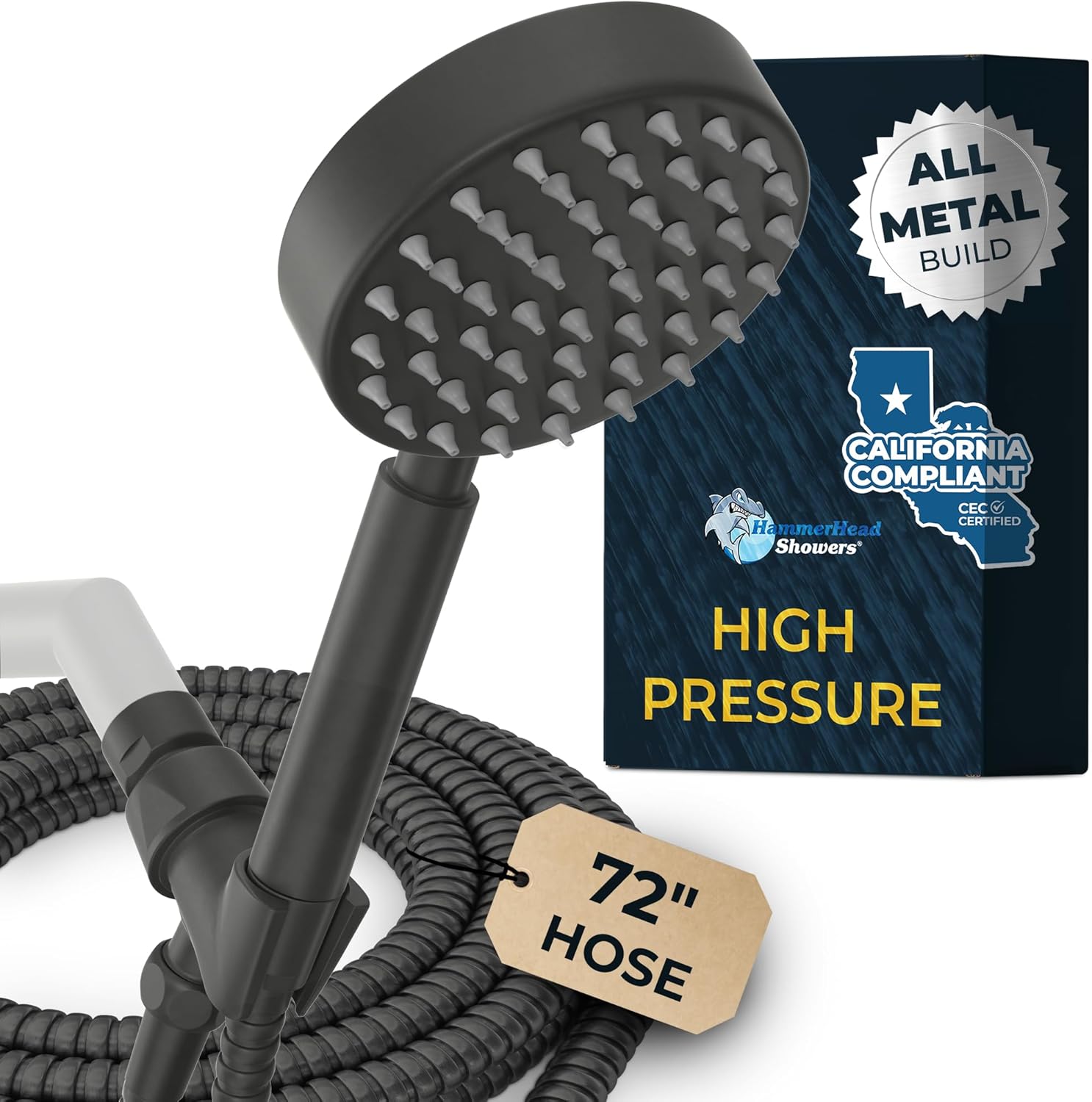 HammerHead Showers? Solid Metal LOW FLOW Handheld Shower Head with Hose and Brass Holder – OIL RUBBED BRONZE ?C Water Saving 1.75 GPM Detachable Shower Head – Adjustable Shower Wand Bracket & 6ft Hose - Image 7
