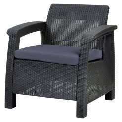 Corfu Resin Patio Armchair with Cushion – Gray – Keter