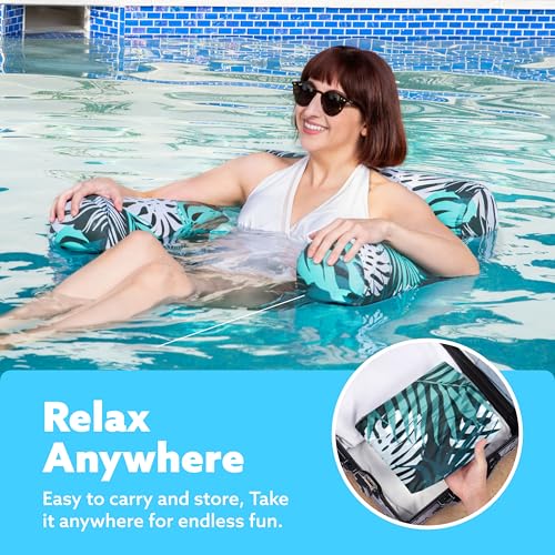 Sloosh Pool Floats Chairs Adult,Inflatable Pool Lounge,Plant Pattern Floating Mat Hammock,Blow up Water Chairs Noodles rafts for Party Summer Water Beach Fun - Image 33