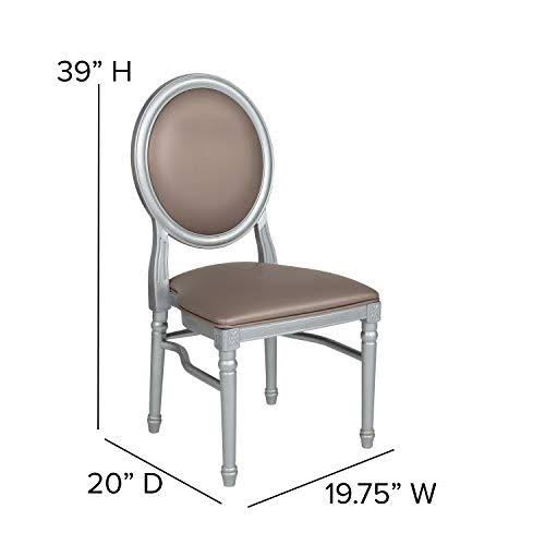 Flash Furniture 2 Pk. Hercules Series 900 lb. Capacity King Louis Chair with Taupe Vinyl Back and Seat and Silver Frame - Image 6
