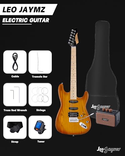 Leo Jaymz 39 Full Size ST Style Electric Guitar Starter Kit with SSH Pickup, 5W Portable Amp, Tuner, Gig Bag, Strap & Accessories (Violet Ocean) - Image 80