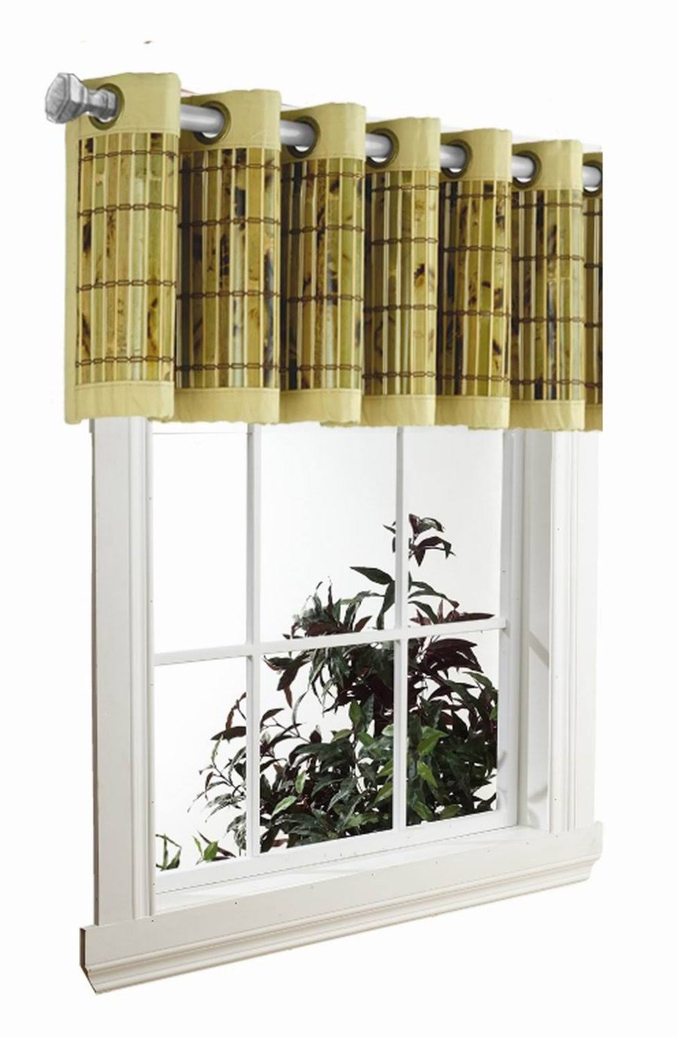 Versailles Home Fashions Tortoise Shell Bamboo Grommet Top Valance – Green