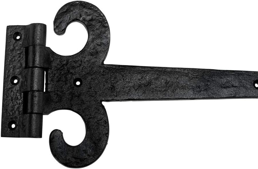 Renovators Supply Manufacturing Black Wrought Iron Door Strap Hinge 18 Long Antique Fleur De Lis Style Rust Resistant Flush Mount Door Hinges for Cabinet Or Barn Doors with Hardware Pack of 2 - Image 8