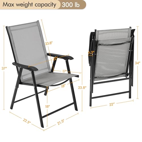 Yaheetech Patio Dining Chairs Set of 4 with Armrests, Outdoor Folding Chairs with Metal Frame and Backrest for Lawn, Garden, Yard and Poolside, Black - Image 24