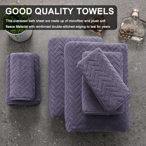 4 Pack Large Bath Towels Set 35×70 Black Oversized Bath Sheet Chair Towels, 600 GSM Ultra Soft & Absorbent Towels for Bathroom, Quick Dry Towel for Gym Hotel Camp Pool - Image 6