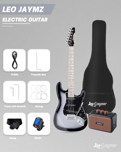 Leo Jaymz 39 Full Size ST Style Electric Guitar Starter Kit with SSH Pickup, 5W Portable Amp, Tuner, Gig Bag, Strap & Accessories (Violet Ocean) - Image 59
