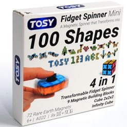TOSY Magnet Fidget Spinner Mini – 8 Blocks, 3 in 1 Toy: Transformable Fidget Spinner, Infinity Cube, 2×2 Puzzle Cube, Stress Relief, STEM Magnet Tiles Birthday Gift for Kids/Boys/Girls/Adults, 4-Pack