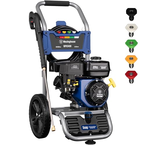Westinghouse WPX3400 Gas Pressure Washer, 3400 PSI and 2.6 Max GPM, Onboard Soap Tank, Spray Gun and Wand, 5 Nozzle Set, for Cars/Fences/Driveways/Homes/Patios/Furniture - Image 3